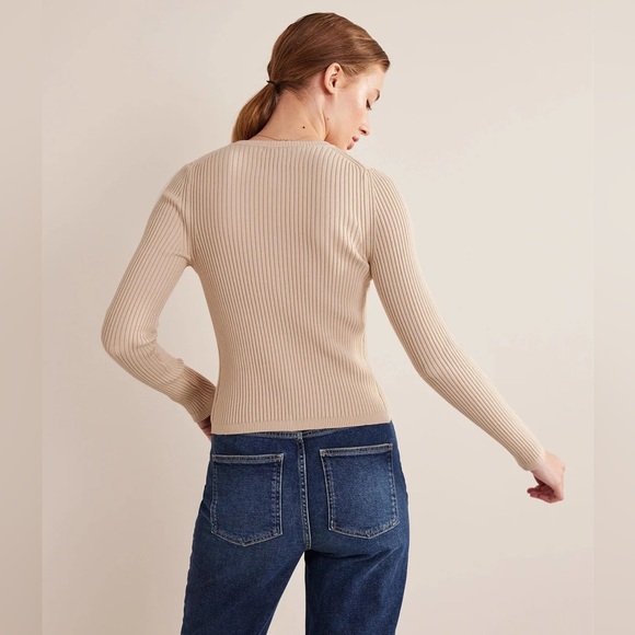 Boden Ribbed Detail Cardigan, Rope XL - Picture 2 of 14